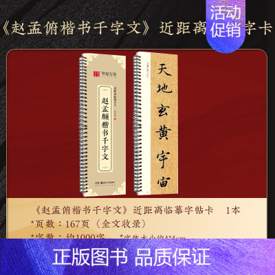 穿环字卡:千字文(楷书大字版)167页 [正版]赵孟頫字帖千字文小楷道德经字帖行书字帖 近距离临摹卡赵孟頫胆巴碑 前后赤