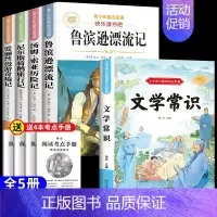 [共5册]六下必读全套+必背文学常识 [正版]鲁滨逊漂流记六年级下册必读的课外书快乐读书吧全套原著完整版鲁滨孙冰逊漂流记