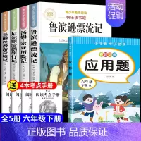 [共5册]六下必读全套+数学应用题 [正版]鲁滨逊漂流记六年级下册必读的课外书快乐读书吧全套原著完整版鲁滨孙冰逊漂流记汤