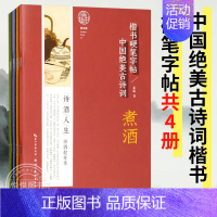 [正版]中国绝美古诗词楷书硬笔字帖全4册 题诗+听琴+煮酒+品茶 30首诗香茶韵 附诗文注释作者讲解 学生暑假练字帖书法