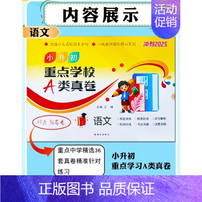 语文[西安当天发] 小学升初中 [正版]2025版小升初真题卷重点学校A类真卷语文数学贺武江真题练西安六大名校历年招生真