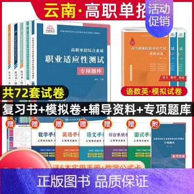 语数英[复习书+模拟卷]+综合素质职业适应性[辅导资料+题库] 高中通用 [正版]2025年云南高职单招考试复习资料综合