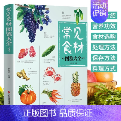 [正版]常见食材图鉴大全 蔬菜水果肉类蛋禽河海鲜五谷杂粮营养介绍饮食功效解读食材选购指南美食烹饪菜谱书籍 蔬菜水果肉类