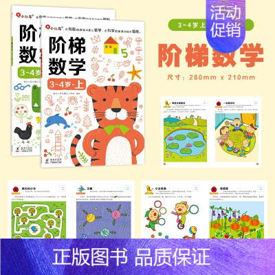 阶梯数学3-4岁(全2册) [正版]全脑开发700题儿童思维训练2-3岁全脑开发三岁宝宝数学逻辑书本两岁幼儿益智游戏书籍