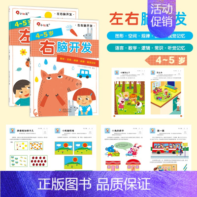 左右脑开发 4-5岁(全2册) [正版]全脑开发700题儿童思维训练2-3岁全脑开发三岁宝宝数学逻辑书本两岁幼儿益智游戏