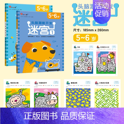 头脑潜能开发·迷宫 5-6岁 [正版]全脑开发700题儿童思维训练2-3岁全脑开发三岁宝宝数学逻辑书本两岁幼儿益智游戏书