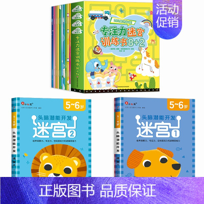 全套12册[5-6岁]迷宫+[不分年龄]专注力训练 [正版]迷宫训练书3-4-5-6岁 专注力训练注意力训练走迷宫的书大