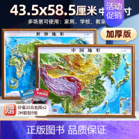 [58*46cm竖版]中国+世界2张凹凸地图 [正版]北斗2024新版中国地图和世界地图中国地图3d立体58.5*43.