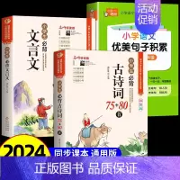 [全3册]古诗词+文言文+优美句子 小学通用 [正版]小学生必背古诗词75首十80首人教注音版 文言文古诗文大全一本通一
