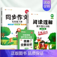 [2本]阅读真题+同步作文(下册) 小学五年级 [正版]2024五年级阅读理解专项训练人教版下册上册小学语文课外阅读训练