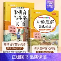 [2本]阅读理解+看拼音写词语 五年级下 [正版]五年级下册阅读理解训练书每日一练小学生5年级语文课内同步强化练习题册人