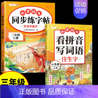 [2本]同步练字帖+看拼音写词语 三年级上 [正版]三年级上册语文同步练字帖人教版3上学期写字课课练小学生笔画笔顺偏旁部