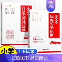 [2册]优美句子积累+修辞手法技巧 小学通用 [正版]小学语文优美句子积累大全好词好句好段作文素材小学生每日晨读一二