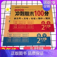 2本]二年级下.冲刺期末100分人教版 语文+数学 [正版]全套5册小鲤鱼跳龙门孤独的小螃蟹小狗的小房子一只想飞的猫快乐