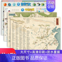 [共4张]简史地图+诗词地图(折叠发货) [正版]北斗新版中国世界简史地图唐诗宋词地图 儿童房高清防水大尺寸挂画百科地图