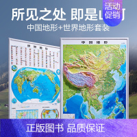 [92*67cm竖版]中国地图1张 [正版]北斗2024新版中国地图和世界地图挂图 3D高清精雕凹凸立体地形图 92*6