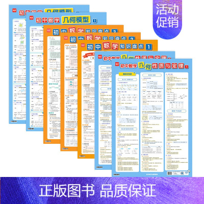 几何模型+性质定理+知识盘点(共7张) 初中通用 [正版]初中数学几何性质与定理挂图几何基础七八九年级几何图表公式总结解