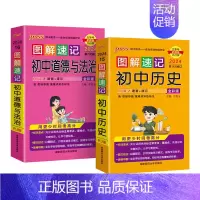 历史+道法2本 初中通用 [正版]2024新图解速记初中历史统编版知识点汇总速查速记背记手册基础知识大全七八九年级初一二