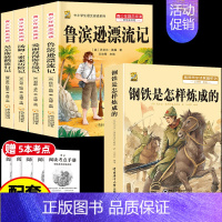 [5本]六下4本+钢铁是怎样炼成的 [正版]鲁滨逊漂流记尼尔斯骑鹅旅行记六年级下册必读的课外书快乐读书吧爱丽丝梦游仙境原