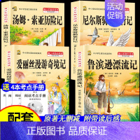 [六下4本]鲁滨逊+爱丽丝漫游+骑鹅+汤姆+赠考点4本 [正版]鲁滨逊漂流记尼尔斯骑鹅旅行记六年级下册必读的课外书快乐读