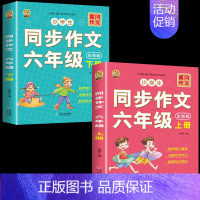 [6年级作文]六年级同步作文上册+下册 小学通用 [正版]小学语文五感法写作文阅读理解强化专项训练书答题技巧与方法素材积