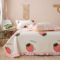 棉床盖花边单件榻榻米夹棉床单坑毯三件套春夏棉防滑绗缝被垫