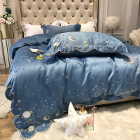 ins网红款四件套棉棉公主风床单北欧床笠款欧式刺绣床上用品