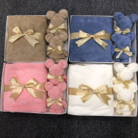 毛巾浴巾三件套小熊毛巾双条礼盒伴手礼婚礼满月寿宴回礼公司福利