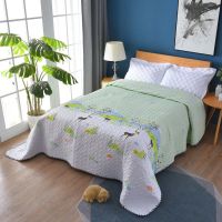 外贸尾单田园风磨毛印花床单夏凉被空调被绗缝被夹棉床盖