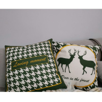 墨绿色抱枕北欧ins高级黑绿靠垫色沙发靠背蝴蝶绿色几何靠枕