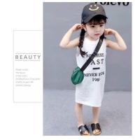 童装女童夏装2020新款小女孩夏季条纹连衣裙儿童宝宝短袖连衣裙 白色 英文字母背心裙白色 80 建议0-1岁