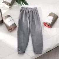 珊瑚绒儿童宝宝秋冬季男女童小孩加厚双面绒保暖睡裤外穿宽松长裤 灰色加厚双面绒长裤 优等品 100 建议90左右身高