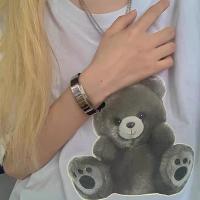 ins冷淡风复古个性钛钢硅胶手链手镯男女情侣手环暗黑超酷配饰 黑色手环 一条