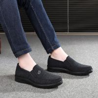 老北京布鞋男春秋款软底防滑老人爸爸鞋透气单鞋中老年男士休闲鞋 F16黑色 38