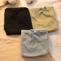 少女可爱内裤女大人韩版学生中腰抗菌无痕透气新款新款日系三角裤 黑色+暮光蓝+抹茶绿 M 60-80斤
