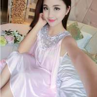 多款 冰丝 性感黑色睡衣女夏背心胖mm加大宽松薄款睡裙 816浅粉色 M 90-100