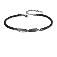 莫比乌斯环手链男女一对情侣款手环小众设计感纪念异地恋编织手绳 男款手绳(黑绳版) 简约包装