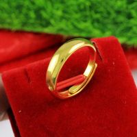 越南沙金首饰男女戒指光面镀金指环韩版简约情侣对戒越南炉内金 5毫米宽平底光面戒(女款)