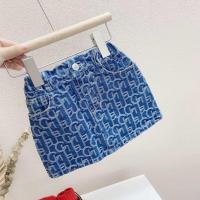 2021女童装春装新款牛仔裙韩版儿童套装宝宝洋气春秋款小孩衣服潮 宝蓝色 裙子 80