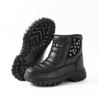 东北雪地靴男冬季保暖加绒加厚皮鞋男士防水防滑高帮户外大棉皮靴 黑色 加绒加厚 货号818 40