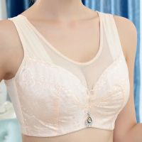 大码薄款无海绵内衣女大胸显小全罩杯文胸蕾丝聚拢调整型文胸钢圈 肤色 36/80C