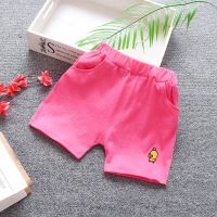 女婴儿宝宝七分裤子0到一两周岁半3小孩女童5夏季6个月10儿童薄款 玫红色小黄鸭七分裤YK 73