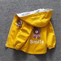 宝宝春秋外套男女童洋气春装小童韩版卡通婴幼儿风衣男宝宝外套潮 黄色 春秋款小熊春秋风衣 90