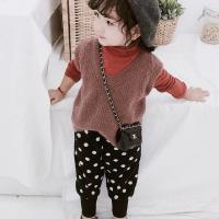 女童裤子春秋波点哈伦裤儿童韩版春装裤女宝宝宽松加绒外穿长裤子 春秋[黑色波点单裤] 80