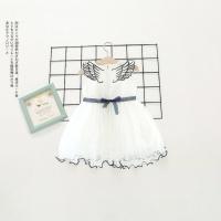 儿童礼服公主裙女童蓬蓬纱小孩花童婚纱短袖连衣裙主持人洋气春夏 紫罗兰色裙 90