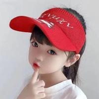 儿童帽子夏大檐女童空顶遮阳帽5男童防晒帽洋气小孩凉帽透气防晒 Hello kitty红色 猫咪推荐建议2-8岁