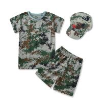 儿童军装幼儿园中小学生军训夏令营迷彩服套装特种兵海陆空小孩夏 陆军短袖短裤套装送帽子 100
