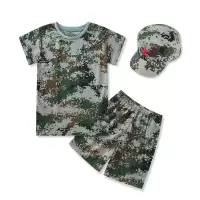 儿童军装幼儿园中小学生军训夏令营迷彩服套装特种兵海陆空小孩夏 陆军短袖短裤套装送帽子 100