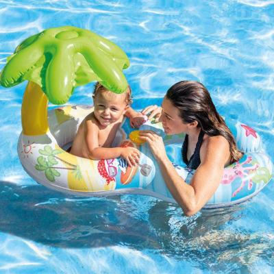 INTEX儿童游泳圈遮阳戏水宝宝坐圈双人亲子温泉婴儿母子圈0-1-3岁 母子遮阳座圈(适合0岁-3岁)新图案