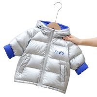 反季清仓儿童羽绒服男童女童2021秋冬新款中小童宝宝洋气短款外套 银色 90cm